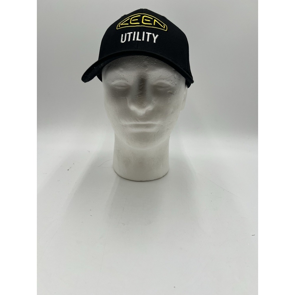 KEEN Utility Black Embroidered Stretch Fit Hat Cap Yellow Logo Adult